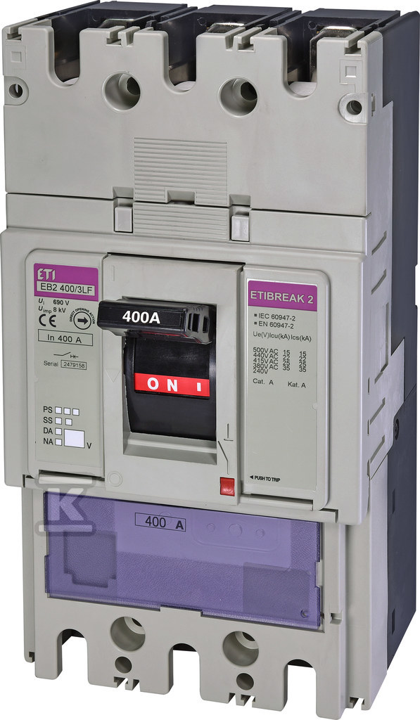 Wyłącznik mocy 3P, 25kA, wyzw. TM (bez regulacji) EB2 400/3LF 400A 3P 004671105