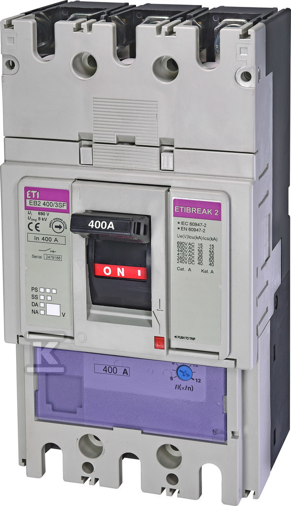 Wyłącznik mocy 3P, 36kA, wyzw. TM (regulacja magnetyczna) EB2 400/3SF 400A 3P 004671106 - obrazek 1