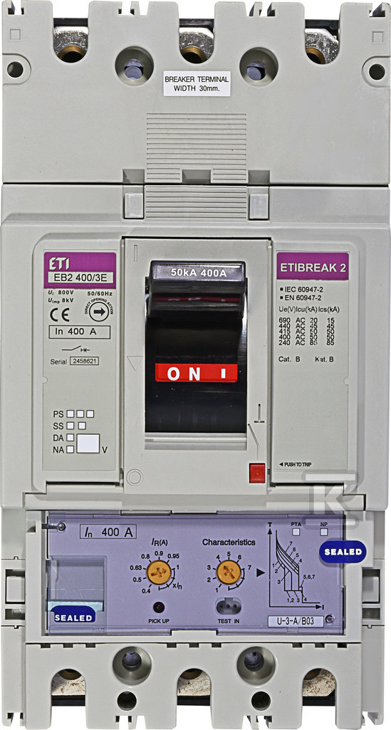 Wyłącznik mocy 3P, 50kA, wyzw. elektroniczny EB2 400/3E 400A 3P 004671112 - obrazek 1