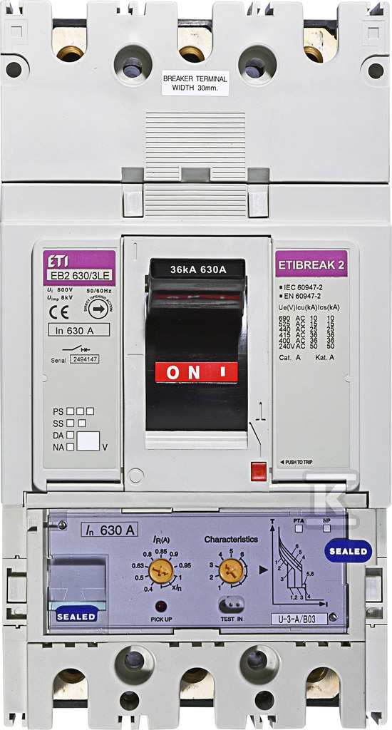 Wyłącznik mocy 3P, 36kA, wyzwalacz elektroniczny EB2 630/3LE 630A 3p 004671121 - obrazek 1