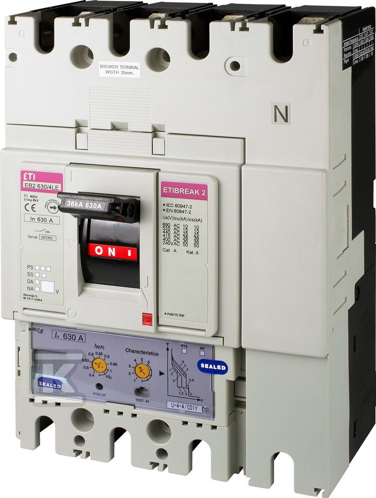 Wyłącznik mocy 4P, 36kA, wyzw. elektroniczny EB2 630/4LE 630A 4P 004671122 - obrazek 1