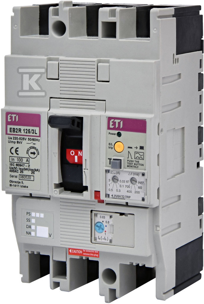 Wyłącznik 3P, 25kA z blokiem różnicowoprądowym EB2R 125/3L 100A 3P 004671505