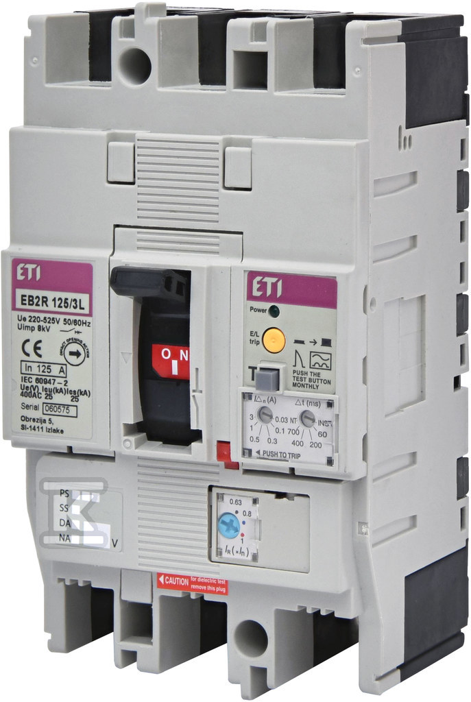 Wyłącznik 3P, 25kA z blokiem różnicowoprądowym EB2R 125/3L 125A 3P 004671506