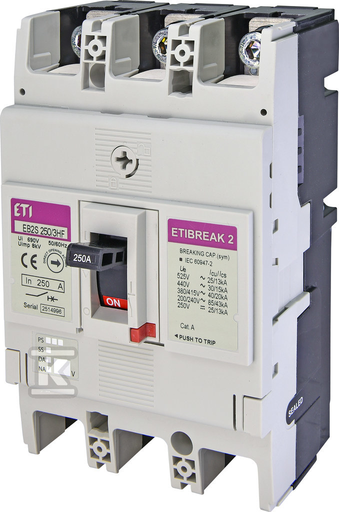 Wyłącznik mocy 3P, 40kA, wyzw. TM (bez regulacji) EB2S 250/3HF 250A 3P 004671865 - obrazek 1