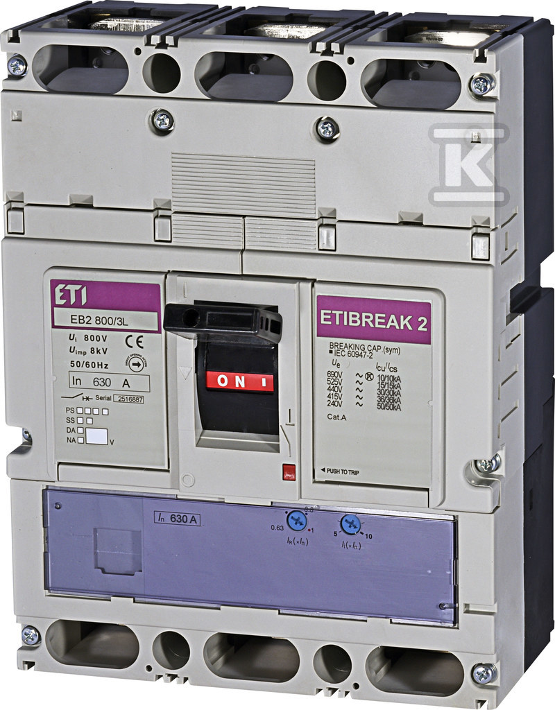 Wyłącznik mocy 3P, 36kA, wyzw. TM EB2 800/3L 630A 3P 004672150 - obrazek 1