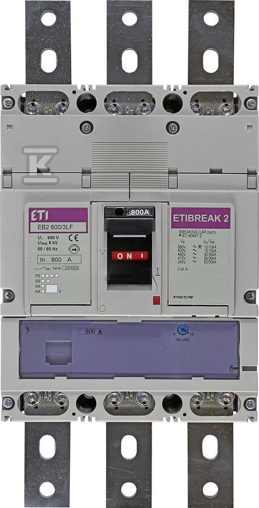 Wyłącznik mocy 3P, 36kA, wyzw. TM (regulacja magnetyczna) EB2 800/3LF 800A 3P 004672204 - obrazek 1