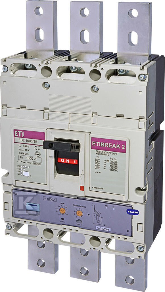 Wyłącznik mocy 3P, 70kA, wyzw. elektroniczny EB2 1000/3E 1000A 3P 004672220 - obrazek 1