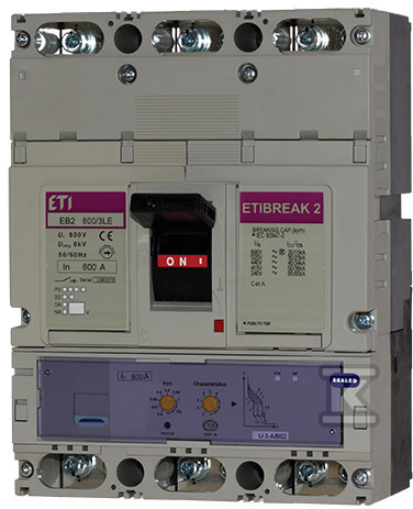 Wyłącznik mocy 3P, 125kA, wyzw. elektroniczny EB2 800/3HE 630A 3P 004672200
