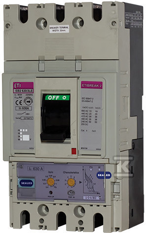 Wyłącznik mocy 4P, 50kA, wyzw. elektroniczny EB2 630/4E 630A 4P 004671128