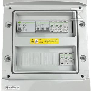 Rozdzielnica DCAC hermetyczna IP65 EMITER z ogranicznikiem przepięć DC Noark 1000V typu 1+2, 1 x MPPT / ogr. AC Noark typ 1+2, 10A 3-F EM-1101N_DCAC Rozdzielnica DCAC hermetyczna IP65 EMITER z ogranicznikiem przepięć DC Noark 1000V typu 1+2, 1 x MPPT / ogr. AC Noark typ 1+2, 10A 3-F EM-1101N_DCAC