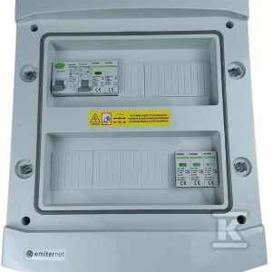 Rozdzielnica DCAC hermetyczna IP65 EMITER z ogranicznikiem przepięć DC Noark 1000V typu 1+2, 1 x MPPT / ogr. AC Noark typ 1+2, 10A 1-F EM-1359N_DCAC Rozdzielnica DCAC hermetyczna IP65 EMITER z ogranicznikiem przepięć DC Noark 1000V typu 1+2, 1 x MPPT / ogr. AC Noark typ 1+2, 10A 1-F EM-1359N_DCAC