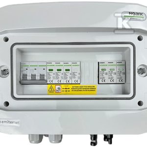 Rozdzielnica DCAC hermetyczna IP65 EMITER z ogranicznikiem przepięć DC Noark 1000V typu 1+2, 1 x MPPT / ogr. AC Noark typ 1+2, 20A 3-F EM-154N_DCAC Rozdzielnica DCAC hermetyczna IP65 EMITER z ogranicznikiem przepięć DC Noark 1000V typu 1+2, 1 x MPPT / ogr. AC Noark typ 1+2, 20A 3-F EM-154N_DCAC
