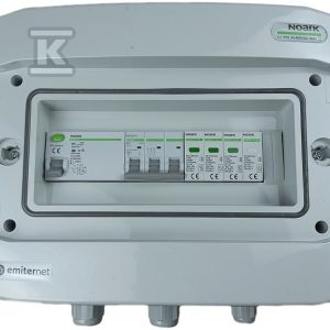 Rozdzielnica AC hermetyczna IP65 EMITER z ogranicznikiem przepięć AC Noark typ 1+2, 20A 3-F EM-307N_AC Rozdzielnica AC hermetyczna IP65 EMITER z ogranicznikiem przepięć AC Noark typ 1+2, 20A 3-F EM-307N_AC