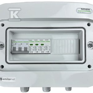 Rozdzielnica AC hermetyczna IP65 EMITER z ogranicznikiem przepięć AC Noark typ 1+2, 50A 3-F EM-387N_AC Rozdzielnica AC hermetyczna IP65 EMITER z ogranicznikiem przepięć AC Noark typ 1+2, 50A 3-F EM-387N_AC