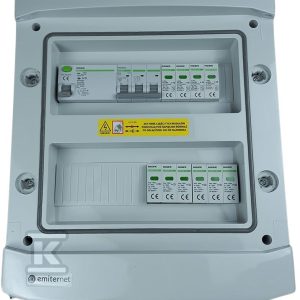 Rozdzielnica DCAC hermetyczna IP65 EMITER z ogranicznikiem przepięć DC Noark 1000V typu 2, 2 x MPPT / ogr. AC Noark typ 2, 16A 3-F EM-528N_DCAC Rozdzielnica DCAC hermetyczna IP65 EMITER z ogranicznikiem przepięć DC Noark 1000V typu 2, 2 x MPPT / ogr. AC Noark typ 2, 16A 3-F EM-528N_DCAC