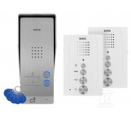 Domofon "EURA" ADP-62A3 - biały, dwurodzinny, głośnomówiący, obsługa 2 wejść, czytnik RFID A31A262 - obrazek 1
