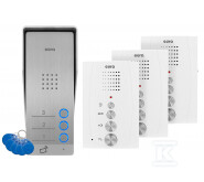 Domofon "EURA" ADP-63A3 - biały, trójrodzinny, głośnomówiący, obsługa 2 wejść, czytnik RFID A31A264 - obrazek 1
