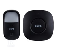 Dzwonek bezprzewodowy "EURA" WDP-52A3 - kinetyczny, czarny, możliwość rozbudowy, AC 230V, 38 melodii, zasięg do 200m, IP55, wizytownik A31A352 - obrazek 1