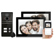 Wideodomofon „EURA” VDP-82C5- dwurodzinny, czarny, 2x dotykowy LCD 7″, FHD, WiFi, obsługa 2 wejść, kamera 1080p., czytnik RFiD, natynk C51A182