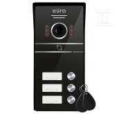 Kaseta zewnętrzna wideodomofonu "EURA" VDA-63C5 - trójrodzinna, czarna, kamera 1080p., czytnik RFID, natynk C53A163 - obrazek 1