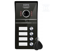 Kaseta zewnętrzna wideodomofonu "EURA" VDA-64C5 - czterorodzinna, czarna, kamera 1080p., czytnik RFID, natynk C53A164 - obrazek 1