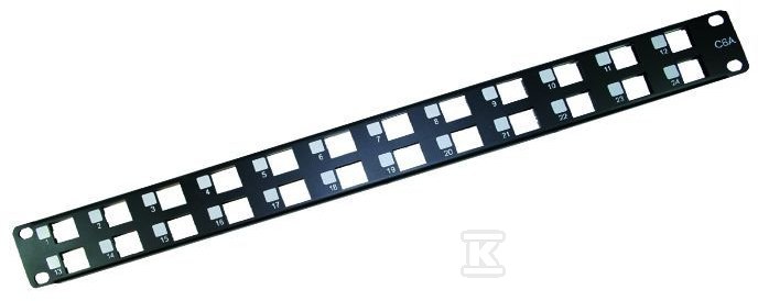 Panel 19" 24xRJ45 STP (1U) dla gniazd STP RJ45 kat.6A, nieuzbrojony, z półką, niebieski, nr.katalogowy: DCN/3012KNL-BLCAT6A-P - obrazek 1