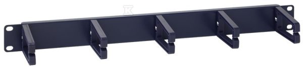 Uchwyt kablowy zewnętrzny 19″ 1U z 5 uchwytami plastikowymi na listwie z blachy stalowej DCN/P-016D