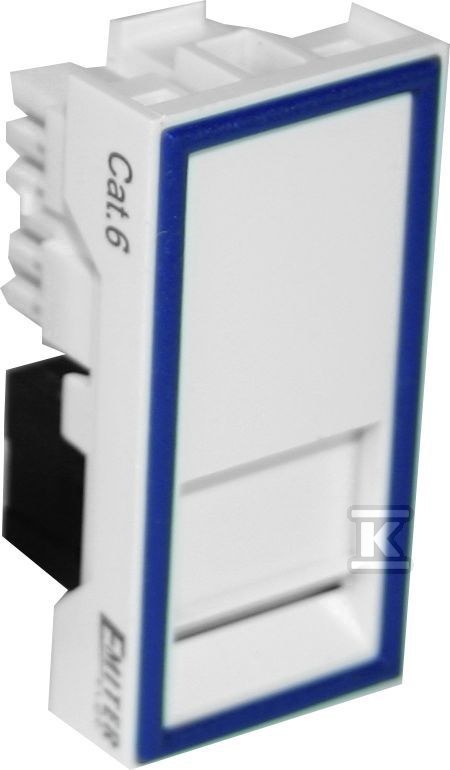 Gniazdo teleinformatyczne RJ45 UTP kat.6 z adapterem, 1-modułowe białe, niskie DCN/TS-868K-8-C6