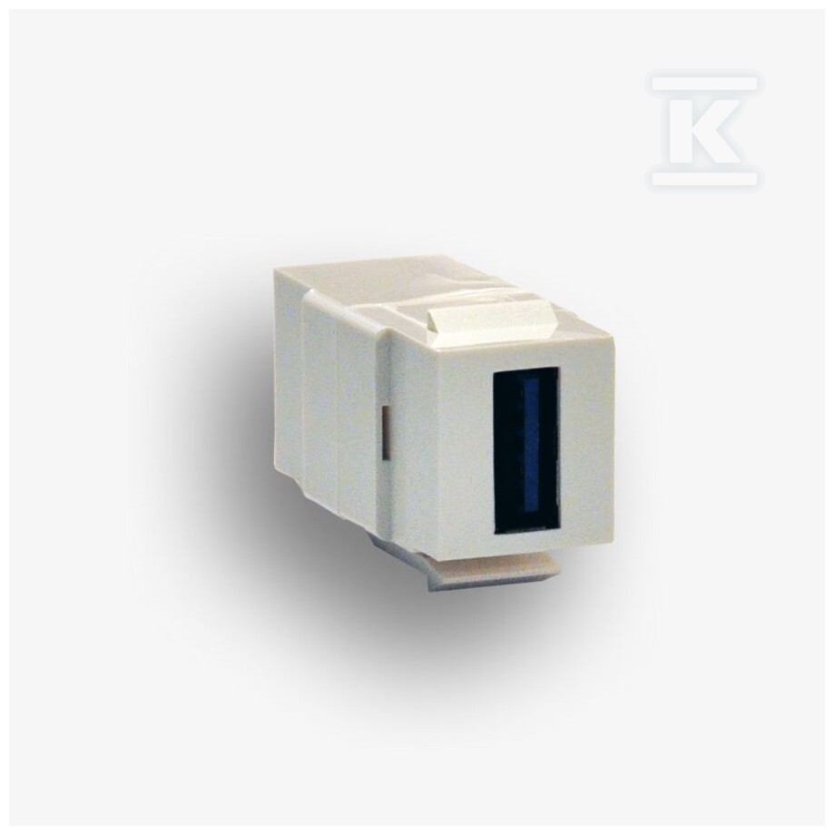 Gniazdo keystone typu USB 3.0 typ A żeńskie, kolor biały EM/KEY-USB3.0-A/A-DC - obrazek 1