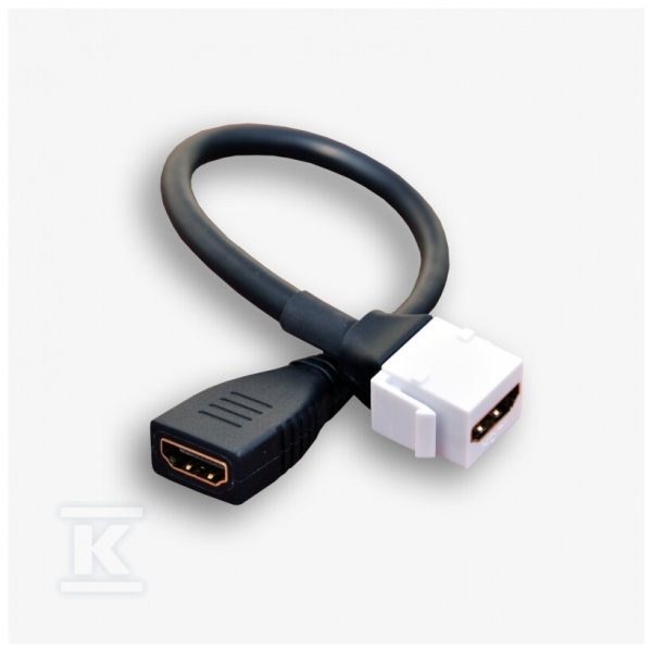 Gniazdo keystone typu HDMI 2.0 żeńskie na kablu, kolor biały/czarny EM/KEY-HDMI/HDMI2.0-KB