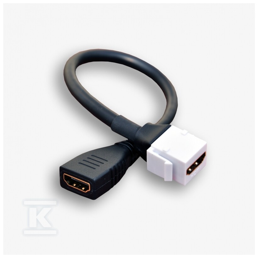 Gniazdo keystone typu HDMI 2.0 żeńskie na kablu, kolor biały/czarny EM/KEY-HDMI/HDMI2.0-KB - obrazek 1