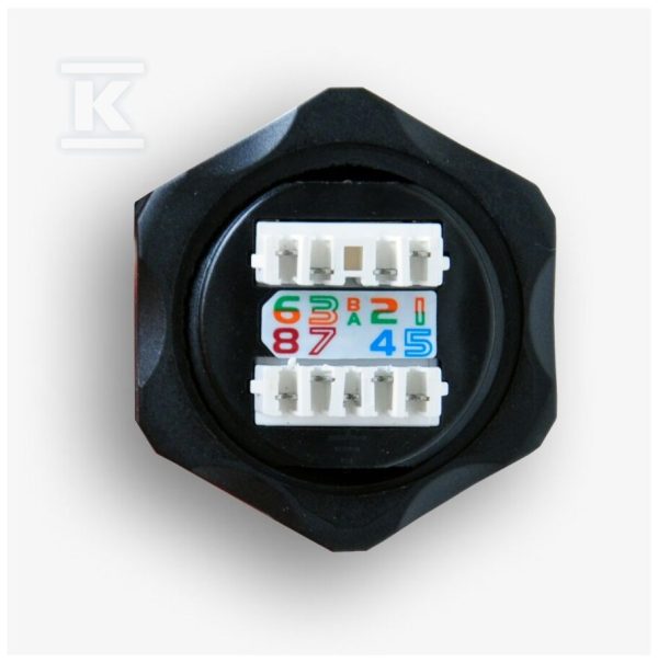 Gniazdo przemysłowe STP RJ45 kat. 6 keystone (110) czarne EM/IPXX-WPC6-110