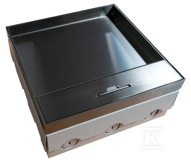 Box podłogowy 12M - puszka podłogowa do montażu gniazd standardu 22,5x45 mm ( 45x45 mm), pojemność 2x6M=12M, pokrywa pod głębokie wypełnienie, montaż w podłogach twardych (beton) EM/FLB-SPF200S - obrazek 1