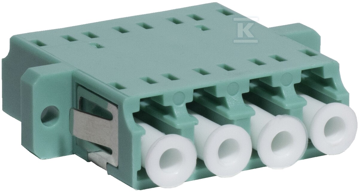 Adapter LC MM OM3 quad turkusowy (z flanszą) EM/ADLCUPCMM3QD - obrazek 1