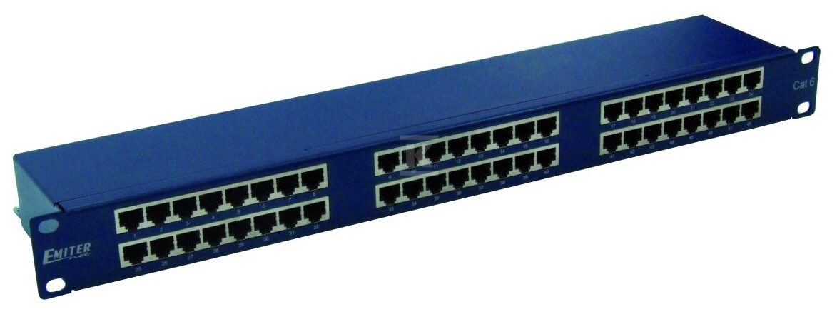 Panel 19", 48 x RJ45 STP kat. 6 (1U) z półką, niebieski DCN/3012IPRL48S-C6-1U - obrazek 1