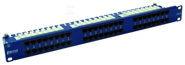 Panel 19″, 48 x RJ45 UTP kat. 6 (1U) z półką, niebieski DCN/3012IPRL48-C6-1U