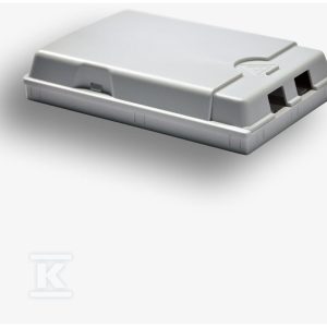 Przełącznica światłowodowa naścienna uniwersalna na 2 adaptery typu SC simplex z osłoną wtyków 85x130x25mm EM/FA-1350-H2A Przełącznica światłowodowa naścienna uniwersalna na 2 adaptery typu SC simplex z osłoną wtyków 85x130x25mm EM/FA-1350-H2A