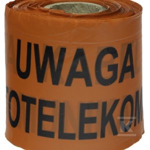 Taśma ostrzegawcza Uwaga kabel optotelekomunikacyjny pomarańczowa 10cm × 100m TAS-SW-10 Taśma ostrzegawcza Uwaga kabel optotelekomunikacyjny pomarańczowa 10cm × 100m TAS-SW-10