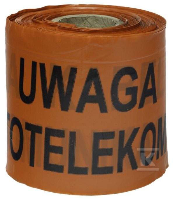 Taśma ostrzegawcza Uwaga kabel optotelekomunikacyjny pomarańczowa 10cm × 100m TAS-SW-10
