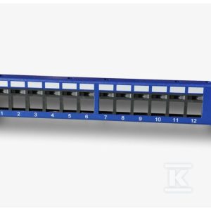 Panel 10” 12 portowy pusty dla RJ45 i RJ12 do gniazd beznarzędziowych DCN/3012KX12BL Panel 10” 12 portowy pusty dla RJ45 i RJ12 do gniazd beznarzędziowych DCN/3012KX12BL