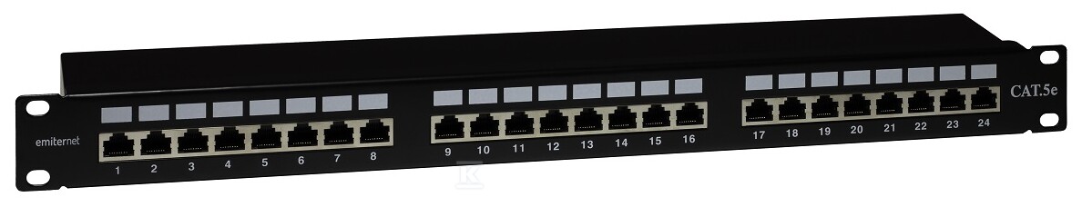 Panel 19" 24 x RJ45 STP kat. 5e (1U) z półką EMS/PPFA674BKS248C5E - obrazek 1
