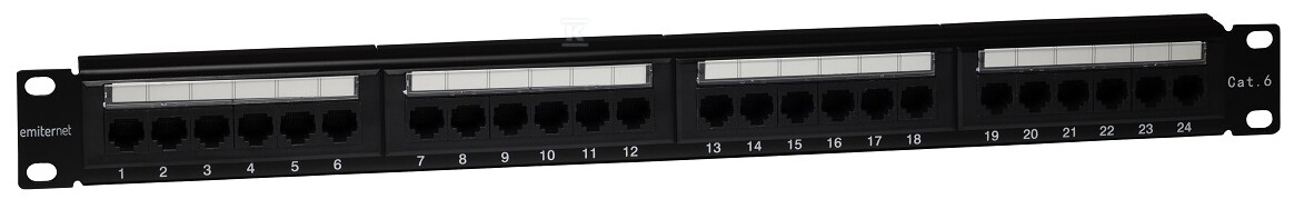 Panel 19" 24 x RJ45 UTP kat. 6 (1U) z półką EMS/FA-652KR-248-C6 - obrazek 1