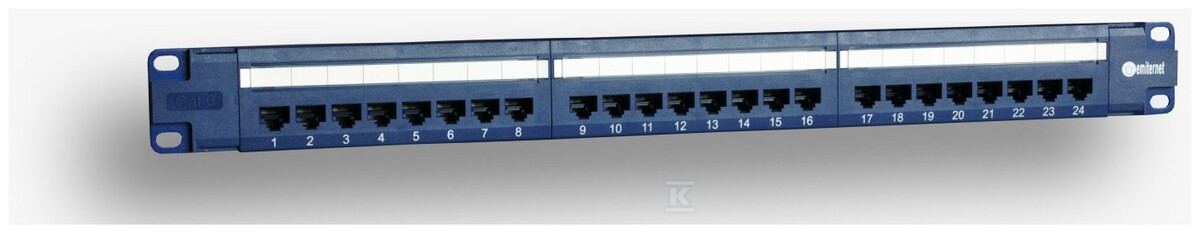 Panel 19", 24 x RJ45 UTP kat. 6 (1U) z półką, niebieski (PoE) DCN/PPFB-951K-248-C6 - obrazek 1