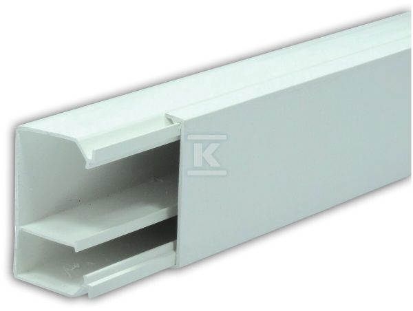 Kanał elektroinstalacyjny PCW LS 60×40 P/ biały [dł.2m] / z rozpórką RO60 4 szt. / z przegrodą asymetryczną / LS60X40/P/BI
