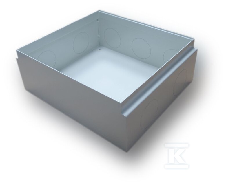 Obudowa płytka do betonu do puszki podłogowej EM/FLB-SCF245P i EM/FLB-SCF245PS 220x252x82mm przetłoczenia do wybicia otworów do wprowadzenia przewodów, metal lakierowany proszkowo, masa 1,1 kg EM/FLB-SCF245-PJB-FB - obrazek 1