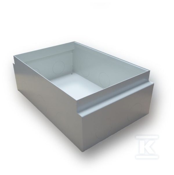 Obudowa płytka do betonu do puszki podłogowej EM/FLB-SCF320PP 225x358x82mm przetłoczenia do wybicia otworów do wprowadzenia przewodów, metal lakierowany proszkowo, masa 1,9 kg EM/FLB-SCF320-PJB-FB