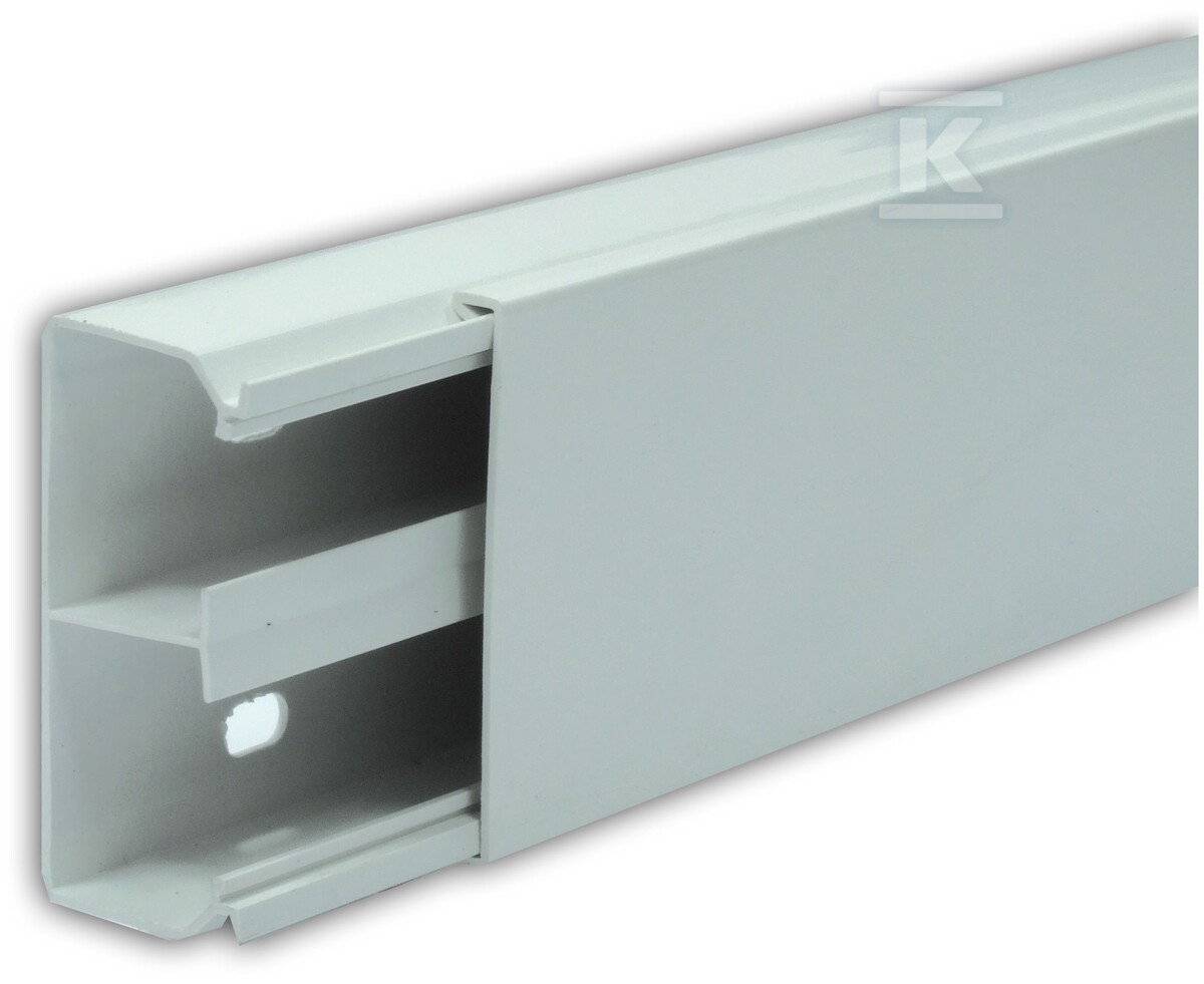 Kanał elektroinstalacyjny PCW KS 90x40 P/ biały [dł.2m] / z rozpórką RO90 4 szt./ z przegrodą stałą symetryczną KS90X40/P/BI - obrazek 1