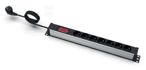 Listwa zasilająca EmiterNet 19" 7-gn.z bolcem, amperomierz, kabel 3mb wtyk uni-schuko EM/LZ19.07F.3S.A - obrazek 1