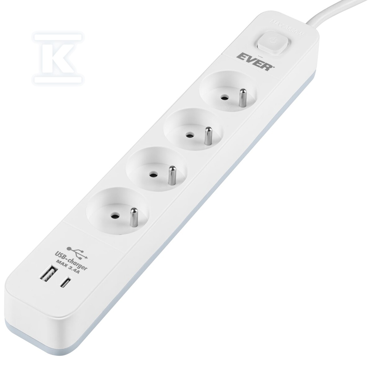 Listwa antyprzepięciowa EVER PROTECT 4PL 1A1C USB 1,5m T/LZ12-PRO015/1000 - obrazek 1