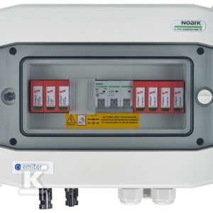 Rozdzielnica przyłączeniowa DCAC hermetyczna IP65 EMITER z ogranicznikiem przepięć DC Dehn 1000V typu 2, 1 x łańcuch PV, 1 x MPPT // ogr. AC Dehn typ 2, 25A 3-F EM-105_DCAC Rozdzielnica przyłączeniowa DCAC hermetyczna IP65 EMITER z ogranicznikiem przepięć DC Dehn 1000V typu 2, 1 x łańcuch PV, 1 x MPPT // ogr. AC Dehn typ 2, 25A 3-F EM-105_DCAC